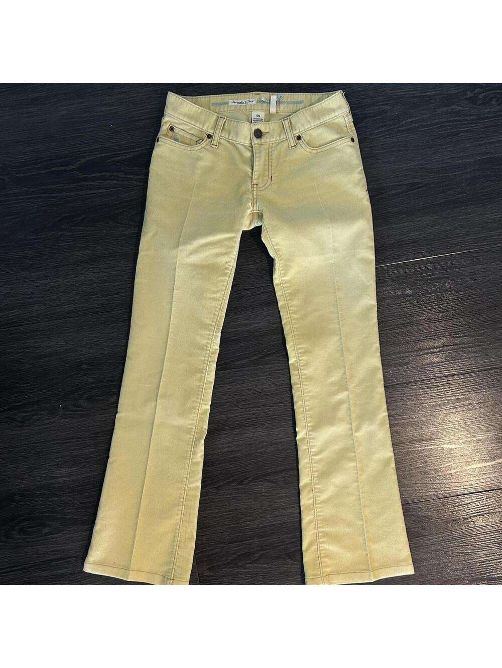Vintage Abercrombie yellow low rise flare jeans